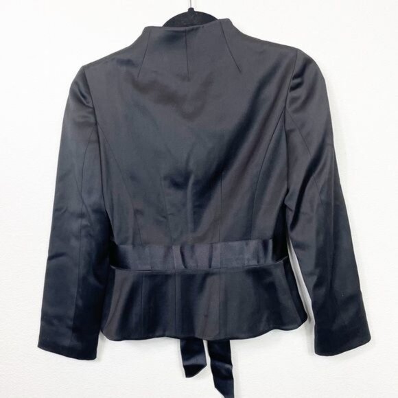 Valentino Hiver 2008 Black Evening Blazer Jacket Ruffled Neckline Satin Tie Sz 4 - Picture 3 of 10